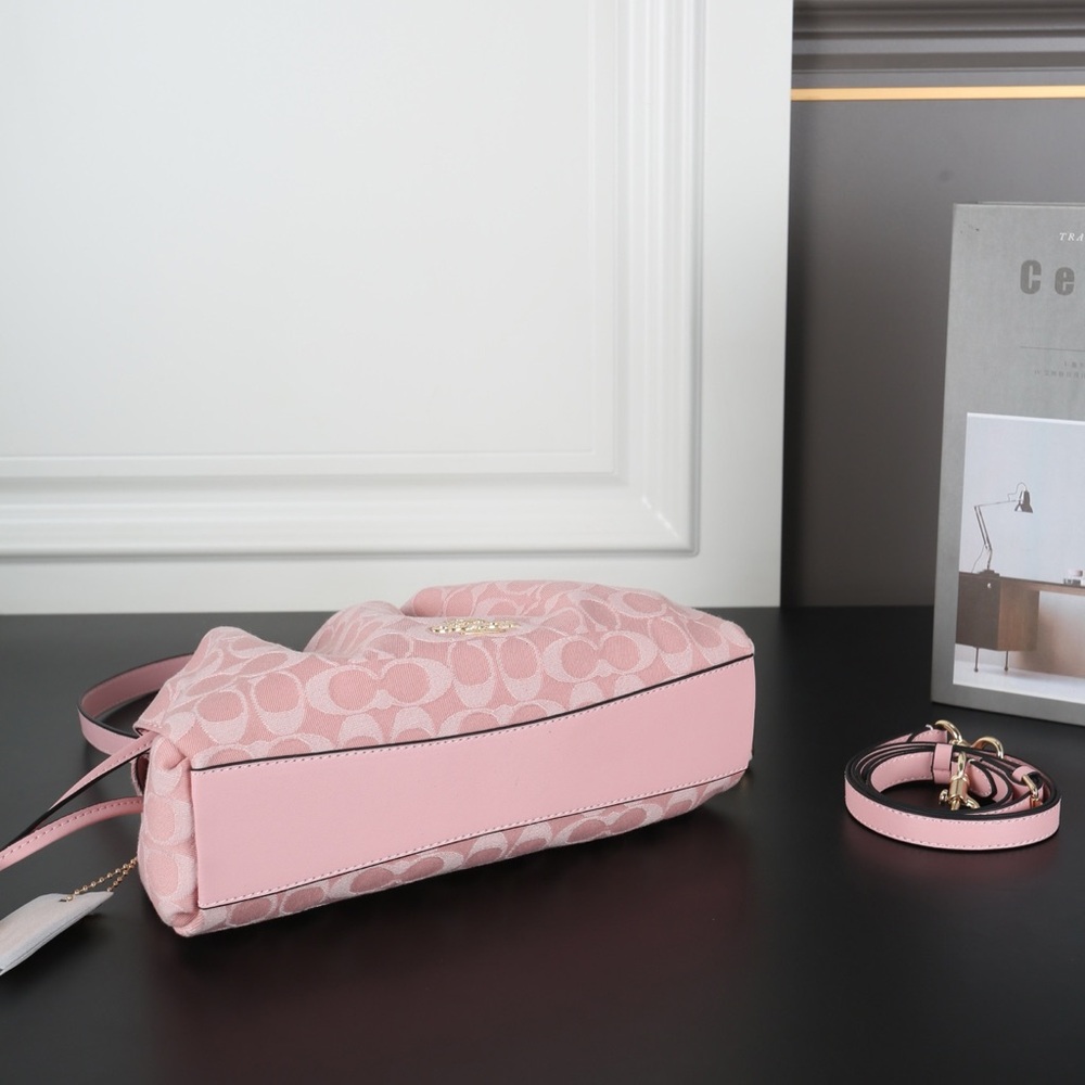 Coach Pink Signature Canvas Drawstring Shoulder Bag - Picture 3 of 9